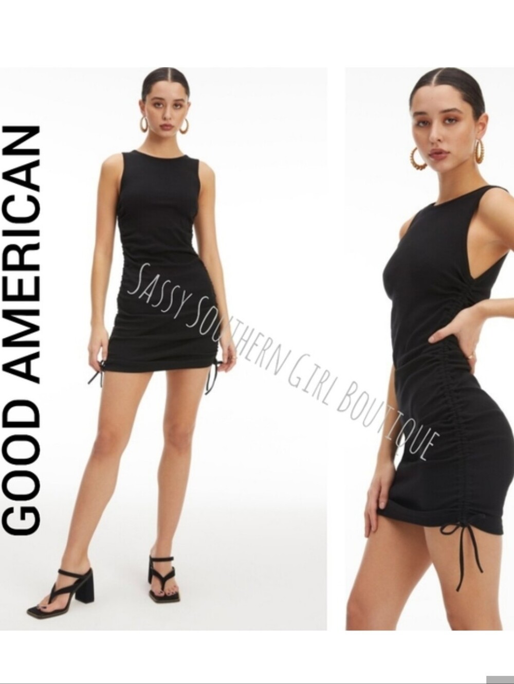 ⭐🆕 GOOD AMERICAN Black Drawstring Dress